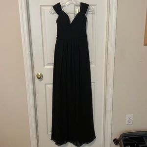 Black crepe bridesmaid dress